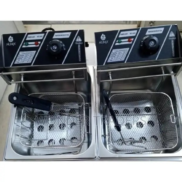 🍟 ElectroMate 12L Double Deep Fryer | 6L + 6L Twin Tank Stainless Steel Commercial Electric Fryer | 5000W | Adjustable Temperature 60–200°C | Chips, Chicken, Fish & Mandazi 🔥