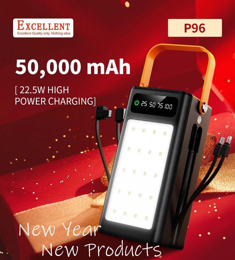 Excellent 50000mAh Ultra Capacity Power Bank | 22.5W Fast Charging | 4 USB Ports | LED Flashlight