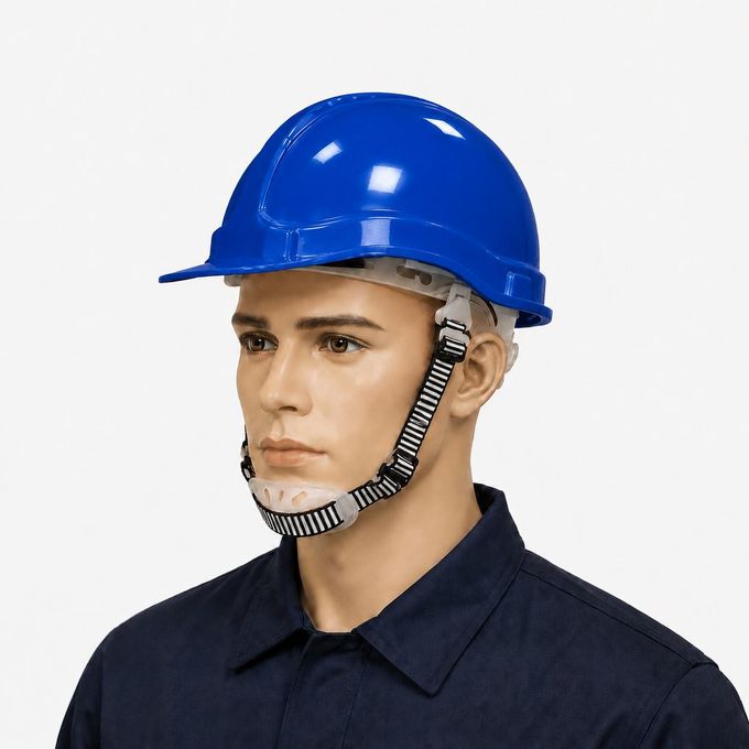 Blue Heavy Duty Safety Helmet – Adjustable Industrial Hard Hat with Chin Strap