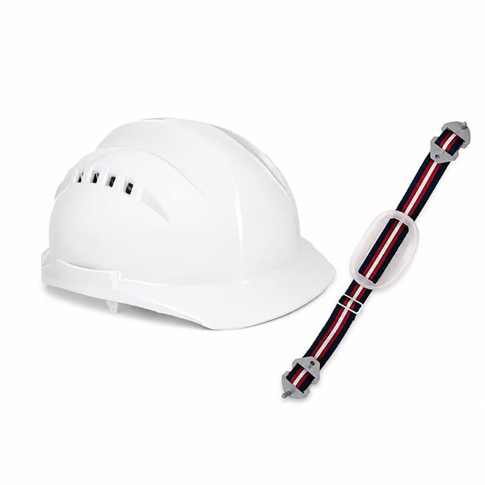 VAULTEX White Ventilated Safety Helmet With 2 Point Chin Strap Combo