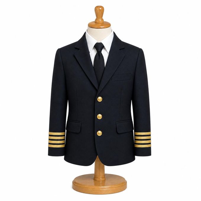 Kids Pilot Coat Costume - Navy Pilot Blazer Coat Only - Ages 3 To 14 Years