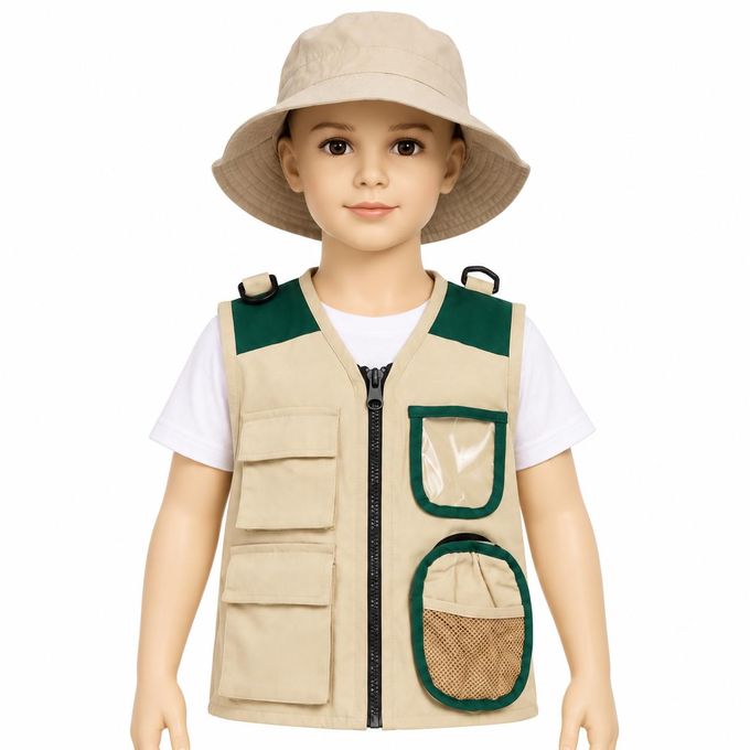 Kids Safari Explorer Role Play Set With Mission Jacket And Hat - Ages 3 To 14 Years