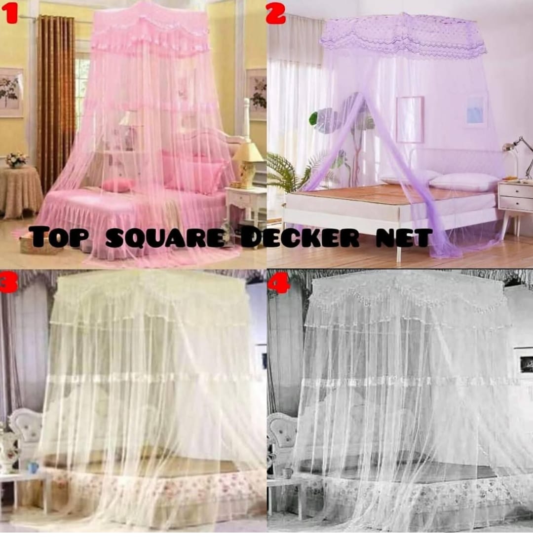 CLEARANCE OFFER Top Square Double Decker Mosquito Net - Spacious Two-Layer Bed Net.