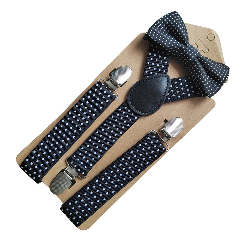 2.5CM Three Clasp Y Type Bow Tie Set for Children Carrying Strap Elastic 3 Clasp Boys and Girls Pants Strap
