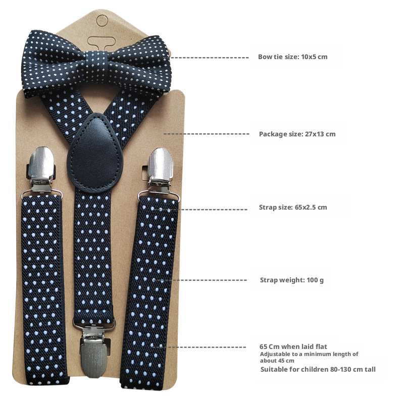 2.5CM Three Clasp Y Type Bow Tie Set for Children Carrying Strap Elastic 3 Clasp Boys and Girls Pants Strap