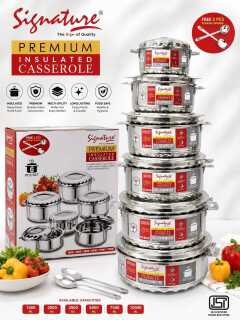 Signature Jowel Premier 6Pcs Stainless Steel Food Warmer Casserole Set (1L-10L) + Free Beater