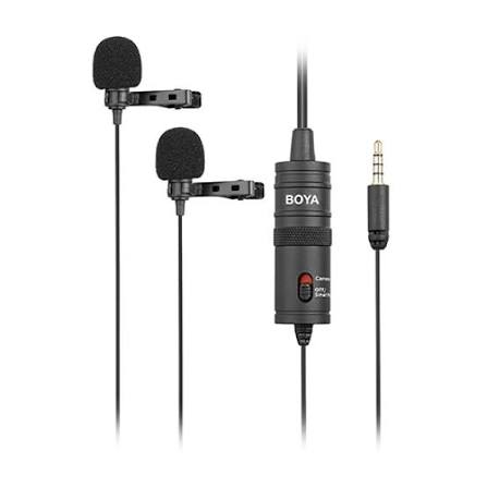 BOYA BY-M1DM Dual Lavalier Universal Microphone with a Single 1/8 Stereo Connector for Smartphones DSLR Cameras  Camcorders