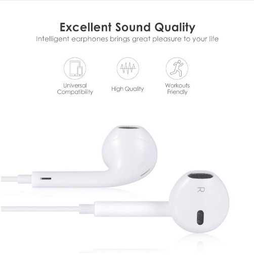 3.5mm Wired Earphones In-Ear Headphones with Mic Hands-Free Stereo Earbuds - High Bass Noise Isolating Sports Headset for Samsung Xiaomi Huawei Android PC Laptop