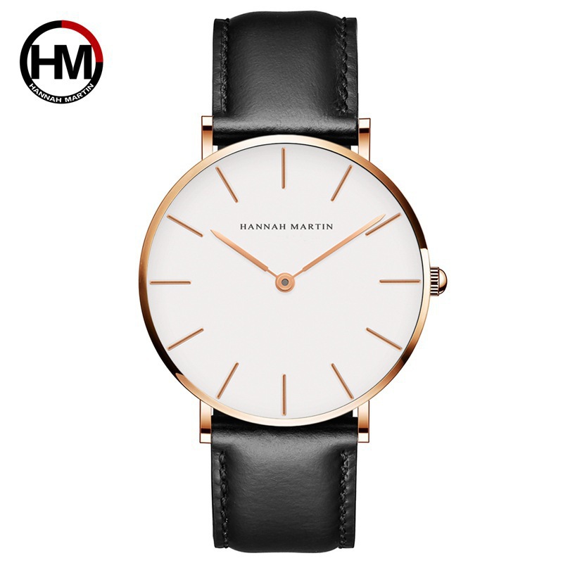 Cross border Amazon Japan Movement Waterproof Thin Men's Watch European and American Fashion Casual Belt Watch Quartz Watch