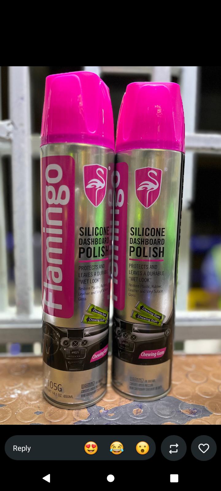 Flamingo Dashboard Polish Spray – Vanilla , peach, lemon , strawberry Scent Car Interior Protectant for Plastic, Rubber, Leather & Vinyl (available in 650ml and 450ml)