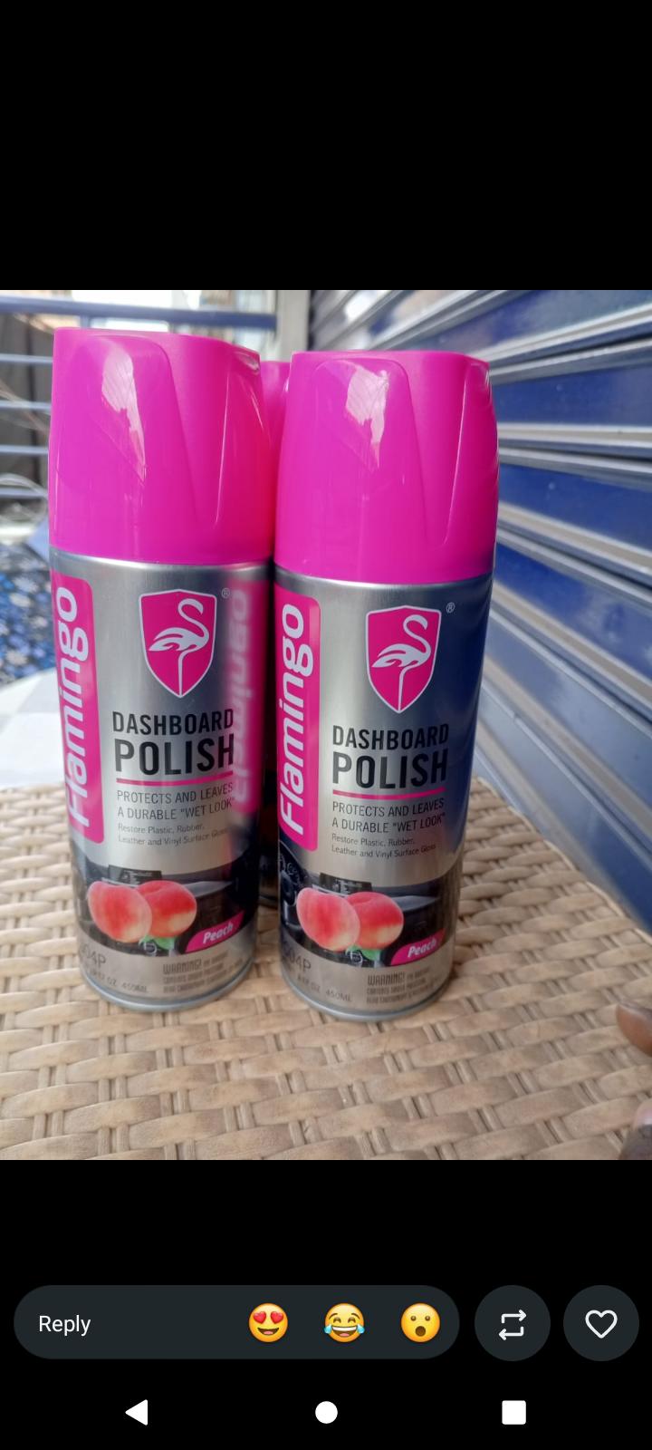 Flamingo Dashboard Polish Spray – Vanilla , peach, lemon , strawberry Scent Car Interior Protectant for Plastic, Rubber, Leather & Vinyl (available in 650ml and 450ml)
