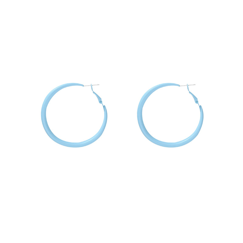 Macaron Candy Color Matte Big Hoop Earrings, Sweet Cool Style Round Circle Earrings, Summer Versatile Colored Fashion Jewelry for Women