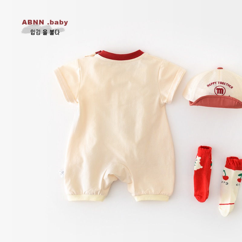 Baby Short Sleeve Romper with 3D French Fries Print, Summer Cotton Cute Infant Jumpsuit, Snap Closure Newborn Bodysuit, Trendy One Piece Outfit for Daily Wear 100 Days Celebration Photo Shoot Outdoor