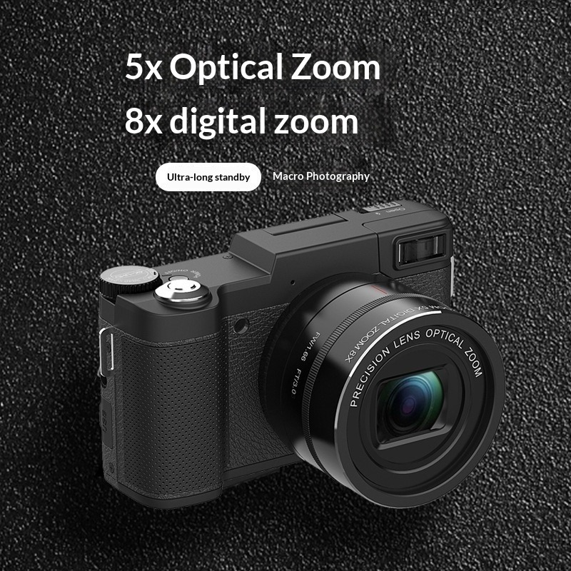 {Gift of 32GB 5X Optical Zoom Mirrorless Digital Camera, 4K HD Vlogging Camera with Flip Screen, Retro Compact Camera for Beginners Students, Portable 48MP Video Camera for Travel Selfie YouTube Vlog
