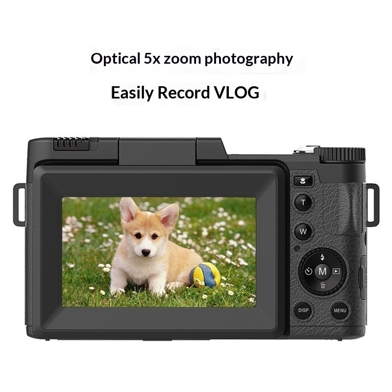 {Gift of 32GB 5X Optical Zoom Mirrorless Digital Camera, 4K HD Vlogging Camera with Flip Screen, Retro Compact Camera for Beginners Students, Portable 48MP Video Camera for Travel Selfie YouTube Vlog