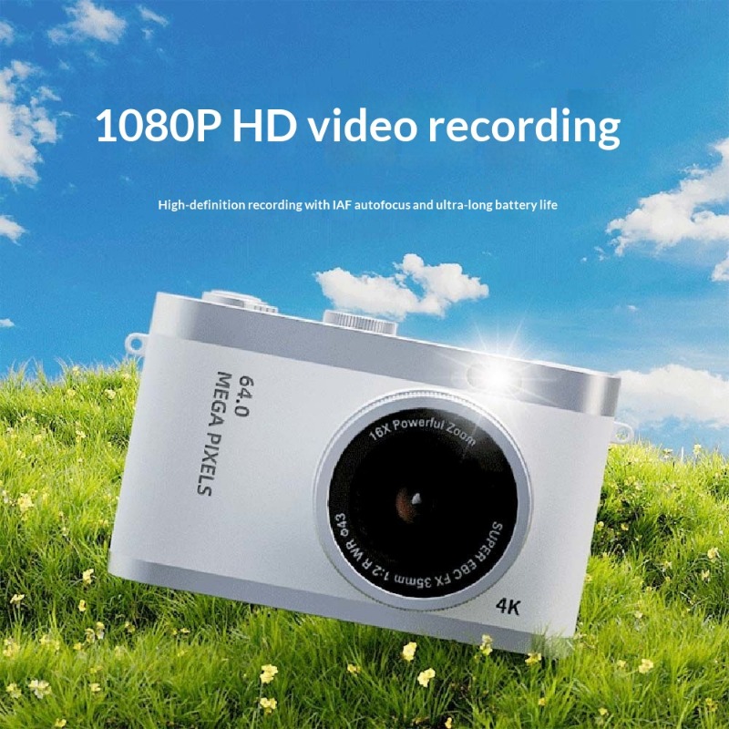 4K HD 50MP Retro Digital Camera, Front and Rear Dual Lens Beauty Camera for Students, Portable Compact Selfie Camera with 8X Digital Zoom, Campus Vlogging Camera with 32GB Card Kit