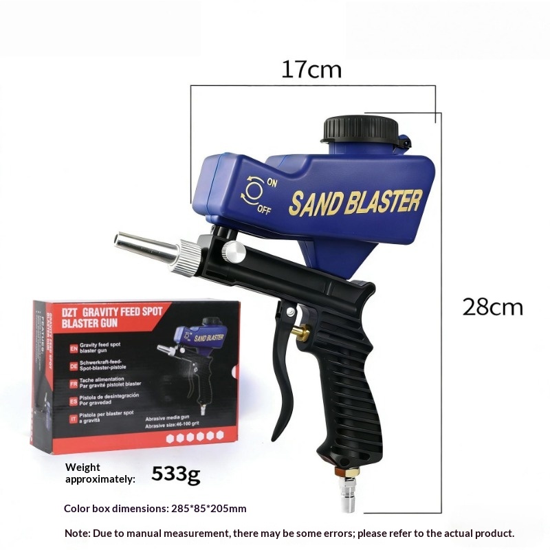 Gravity Feed Pneumatic Sandblasting Gun, Portable Handheld Air Sand Blaster, Rust Removal Spot Blaster Gun for Metal Surface Cleaning Deburring Polishing, 476g Lightweight Sandblasting Tool