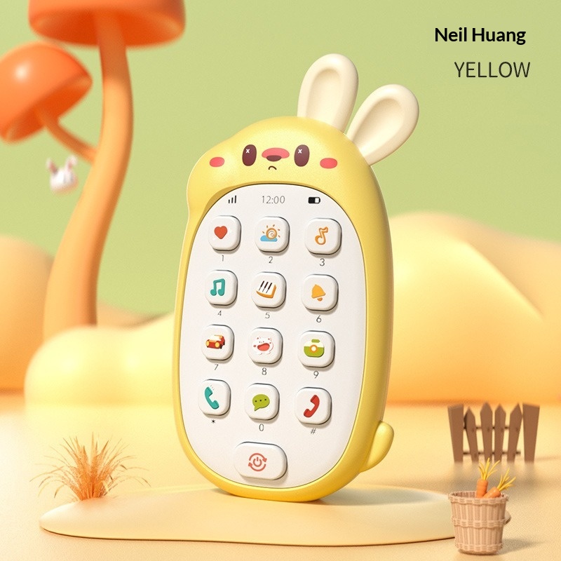 Rabbit Shape Kids Early Education Mobile Phone Toy, Baby Musical Phone Toy, Infant Simulation Digital Learning Machine, Educational Light Up Sound Toy for Toddlers 0-3 Years Old