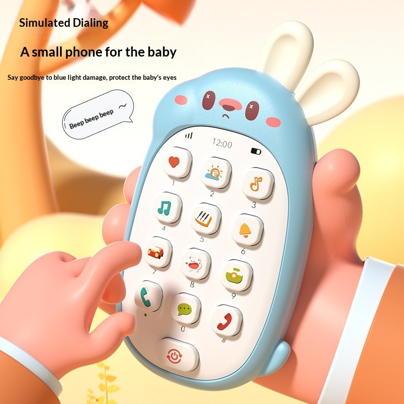 Rabbit Shape Kids Early Education Mobile Phone Toy, Baby Musical Phone Toy, Infant Simulation Digital Learning Machine, Educational Light Up Sound Toy for Toddlers 0-3 Years Old