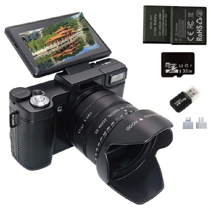{Gift of 32GB 5X Optical Zoom Mirrorless Digital Camera, 4K HD Vlogging Camera with Flip Screen, Retro Compact Camera for Beginners Students, Portable 48MP Video Camera for Travel Selfie YouTube Vlog