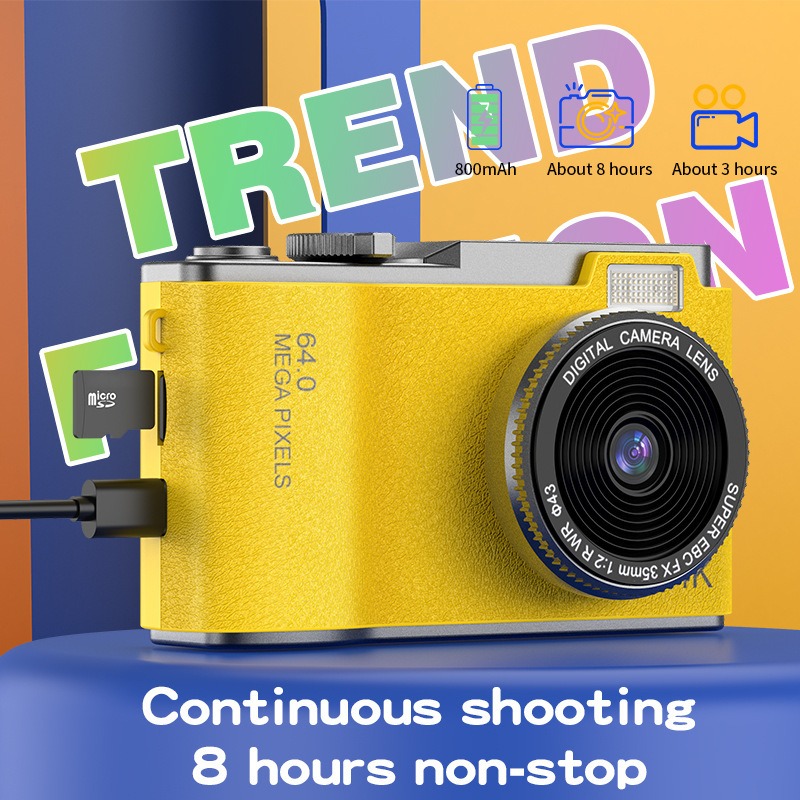 Macaron Color Retro Digital Camera, 4K HD Flip Screen Compact Camera for Students Beginners, Portable Vlogging Selfie Point and Shoot Camera with 32GB Card Kit, 6 Colors Available