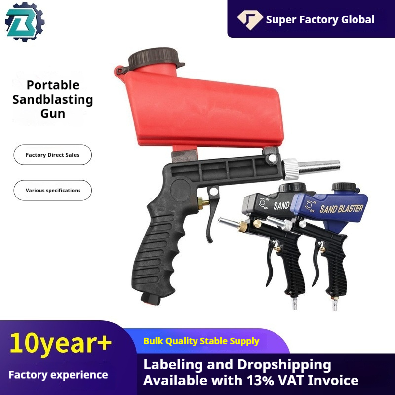 Gravity Feed Pneumatic Sandblasting Gun, Portable Handheld Air Sand Blaster, Rust Removal Spot Blaster Gun for Metal Surface Cleaning Deburring Polishing, 476g Lightweight Sandblasting Tool