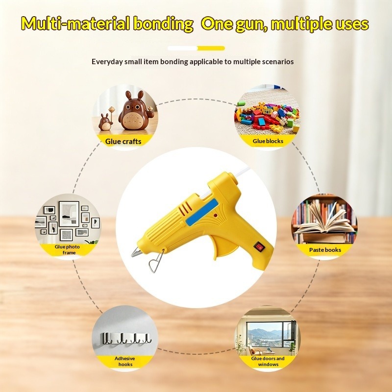 Hot Melt Glue Gun with On/Off Switch, Fast Heating High Temp Melt Glue Gun Kit with Stand, Dual Power Industrial Glue Gun for DIY Crafts Home Repairs Arts Crafts School Projects