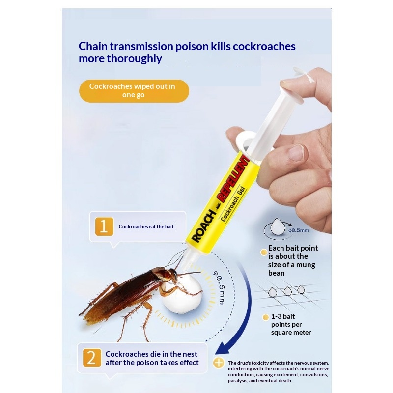 LVDOUYA Cockroach Killer Gel Bait, Syringe Type Roach Killing Bait, Home Use Chain Transmission Roach Exterminator, Kitchen Pest Control Insecticide for German American Cockroaches