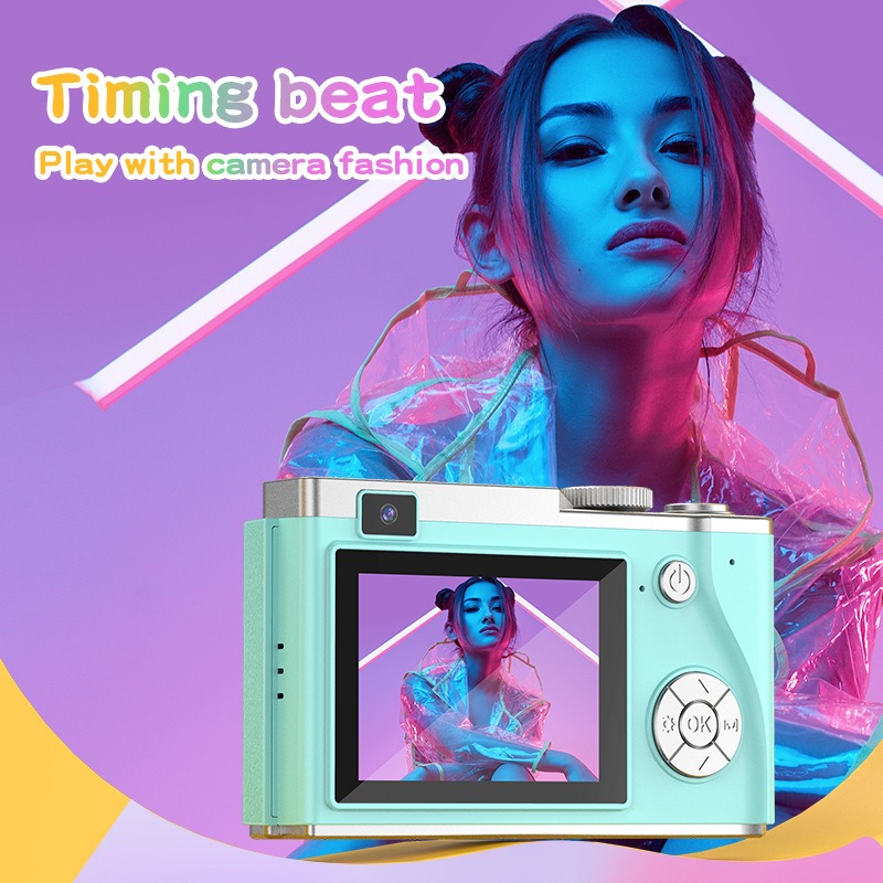 Macaron Color Retro Digital Camera, 4K HD Flip Screen Compact Camera for Students Beginners, Portable Vlogging Selfie Point and Shoot Camera with 32GB Card Kit, 6 Colors Available