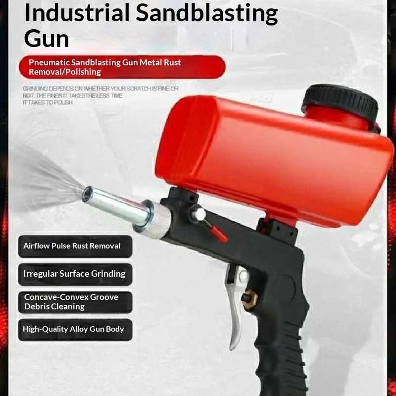 Gravity Feed Pneumatic Sandblasting Gun, Portable Handheld Air Sand Blaster, Rust Removal Spot Blaster Gun for Metal Surface Cleaning Deburring Polishing, 476g Lightweight Sandblasting Tool