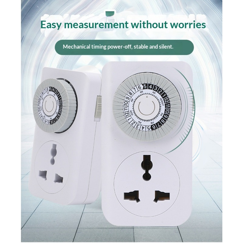24 Hour Mechanical Timer Socket, Smart Cycle Timer Switch Plug, Home Use Electric Vehicle Charging Protection Auto Power Off Outlet, Energy Saving Programmable Timer Plug