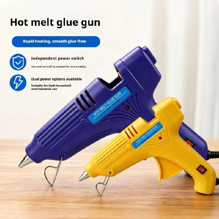 Hot Melt Glue Gun with On/Off Switch, Fast Heating High Temp Melt Glue Gun Kit with Stand, Dual Power Industrial Glue Gun for DIY Crafts Home Repairs Arts Crafts School Projects