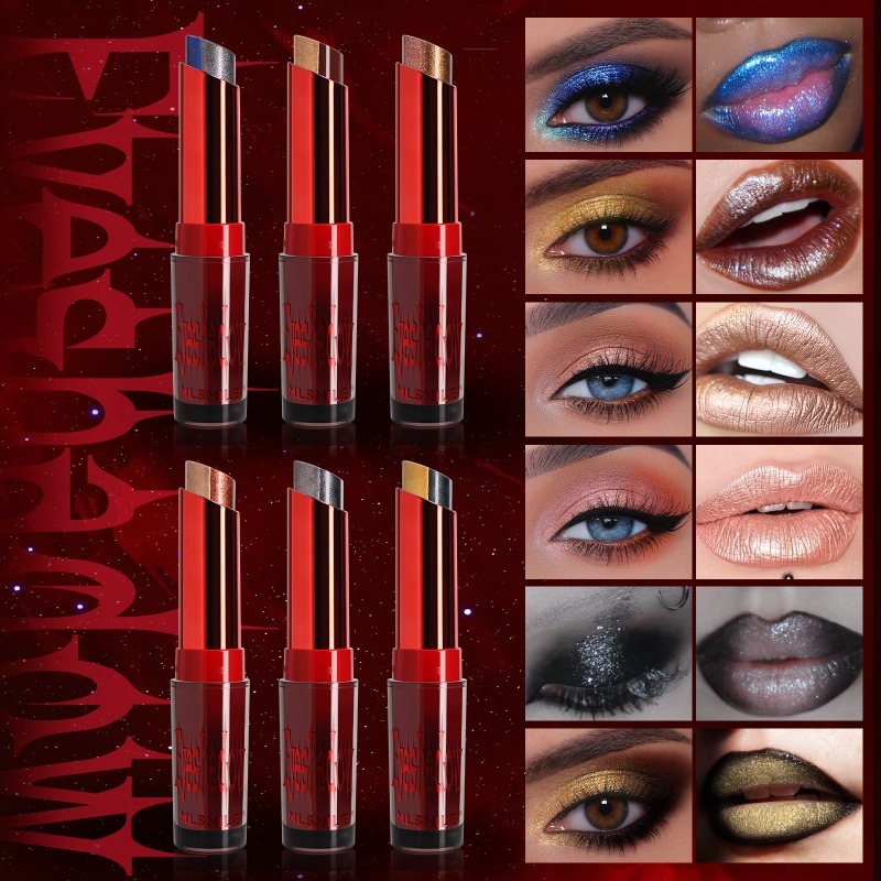 MLSMILE 6 Colors Dual Color Gradient Eyeshadow Stick, Shimmer Glitter Lazy Eyeshadow Pencil, One-Swipe Waterproof Long Lasting Eye Shadow Makeup, Crease-Proof Eye Brightener Stick