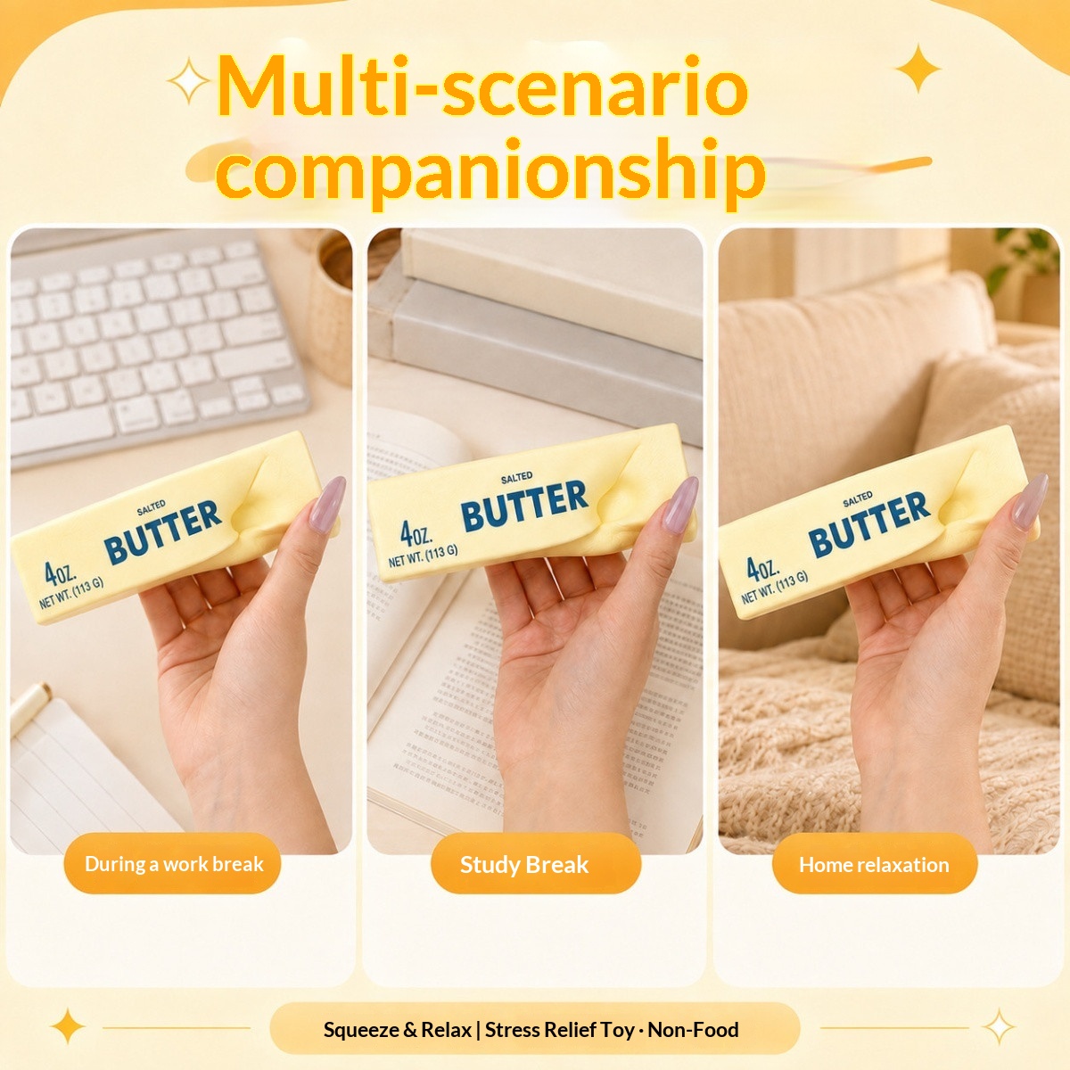 2PC/Squishy Butter Stick Fidget Toy Sticky Butter Stick
Slow Rebound Stress Ball Squeeze Toy Anti-stress
Sensory Toy for Adults