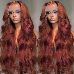 Ginger Orange Blonde Color Loose Wave 13X4 Lace
Frontal Synthetic Wig For Women Preplucked Bleach
Knots Cosplay Daily Party