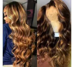 Ginger Orange Blonde Color Loose Wave 13X4 Lace
Frontal Synthetic Wig For Women Preplucked Bleach
Knots Cosplay Daily Party