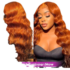 Ginger Orange Blonde Color Loose Wave 13X4 Lace
Frontal Synthetic Wig For Women Preplucked Bleach
Knots Cosplay Daily Party
