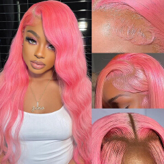 Ginger Orange Blonde Color Loose Wave 13X4 Lace
Frontal Synthetic Wig For Women Preplucked Bleach
Knots Cosplay Daily Party