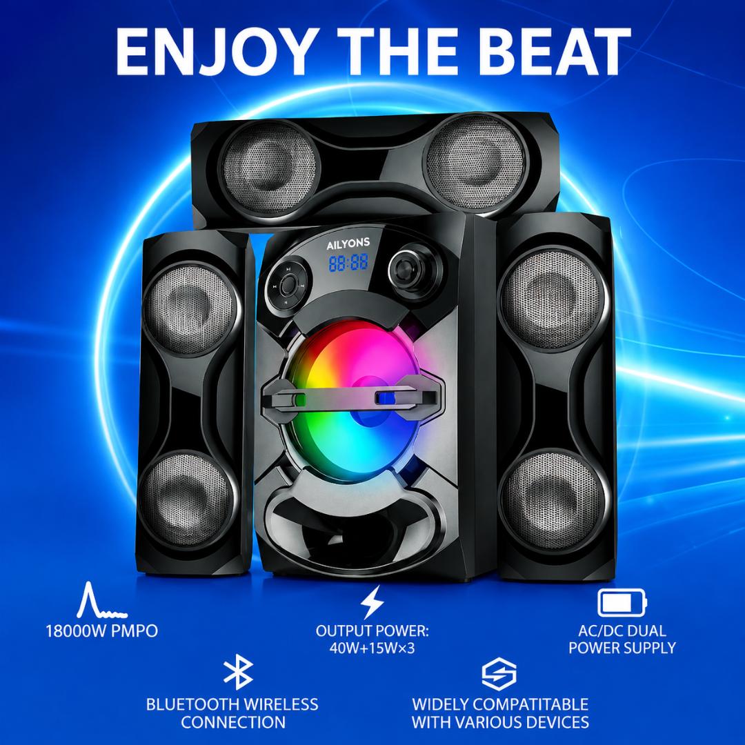 AILYONS ELP3601K 3.1CH Subwoofer Home Theatre Multi Media Bluetooth Speaker System, (1YR WRTY)