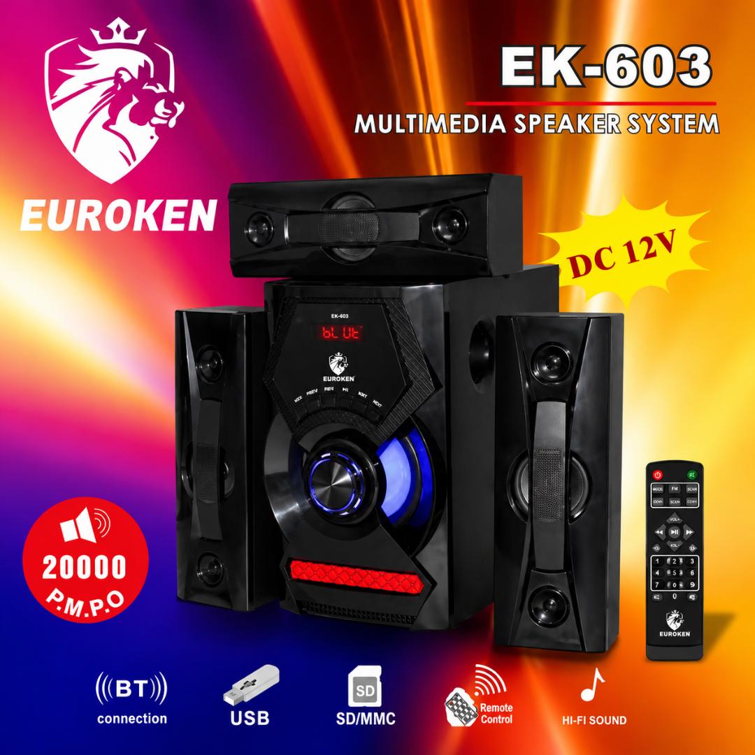 Euroken EK-603 3.1 CHANNEL HIGH QUALITY WOOFER SYSTEM PMPO 20000W & 3 SPEAKERS