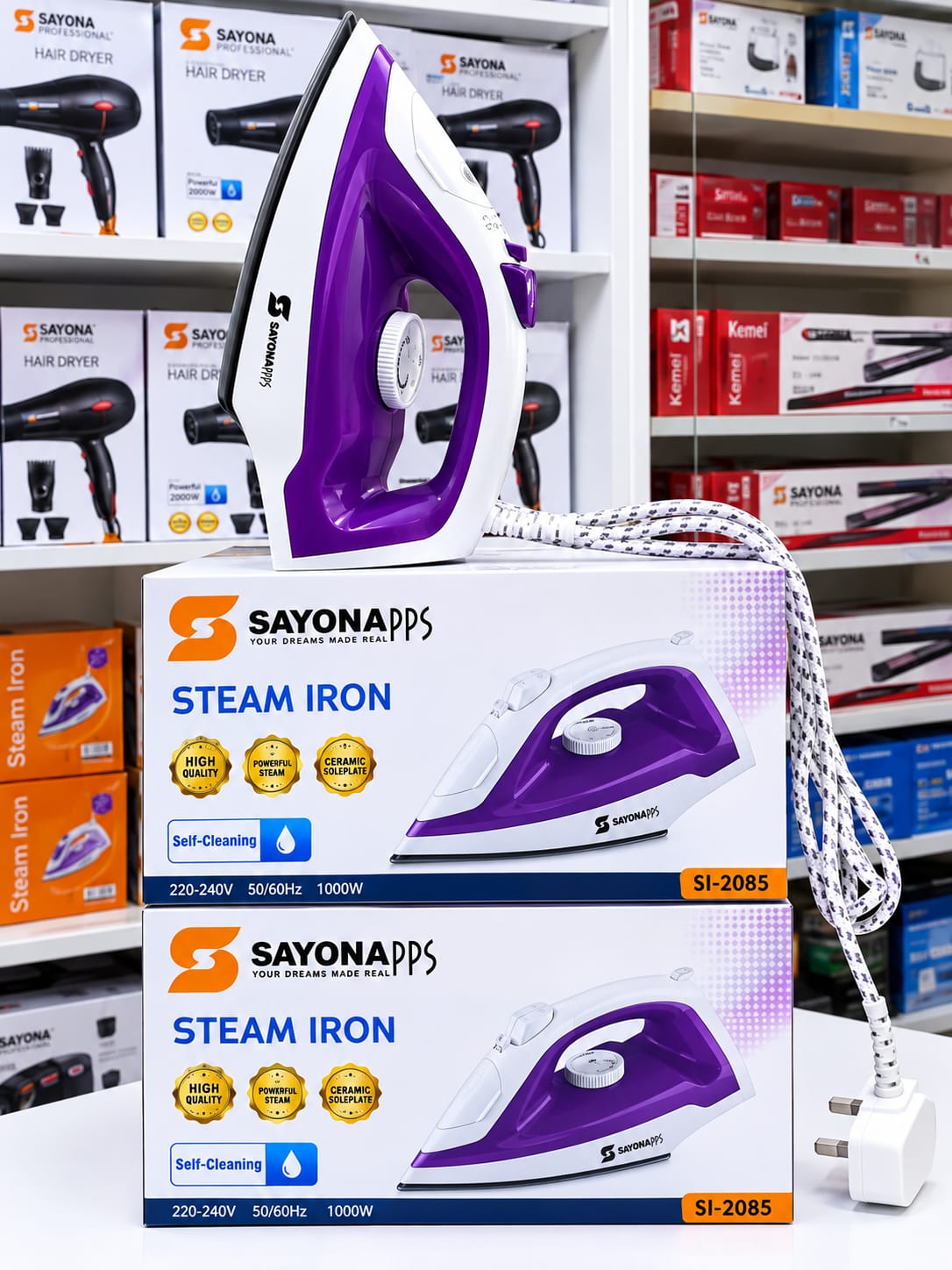 Sayona SI-2085 Stainless Steel Sole Plate Steam Iron Box 1200W