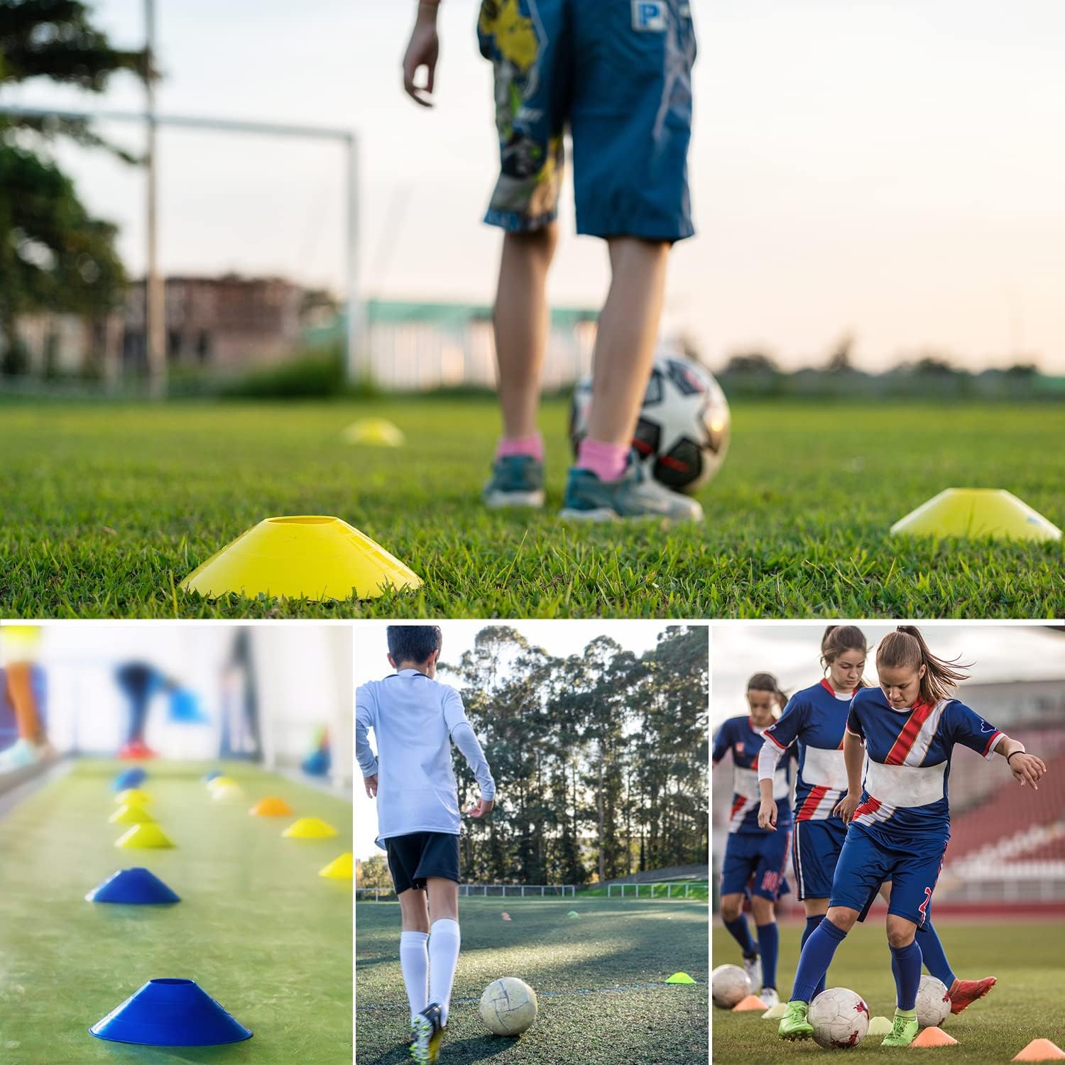 10Pcs Sports Agility Training Cones Set for Football Soccer Basketball Volleyball Rugby Speed Training Marker Disc Cones with Holder Stack for Kids Adults School Coaching Fitness Gym PE Outdoor Indoor