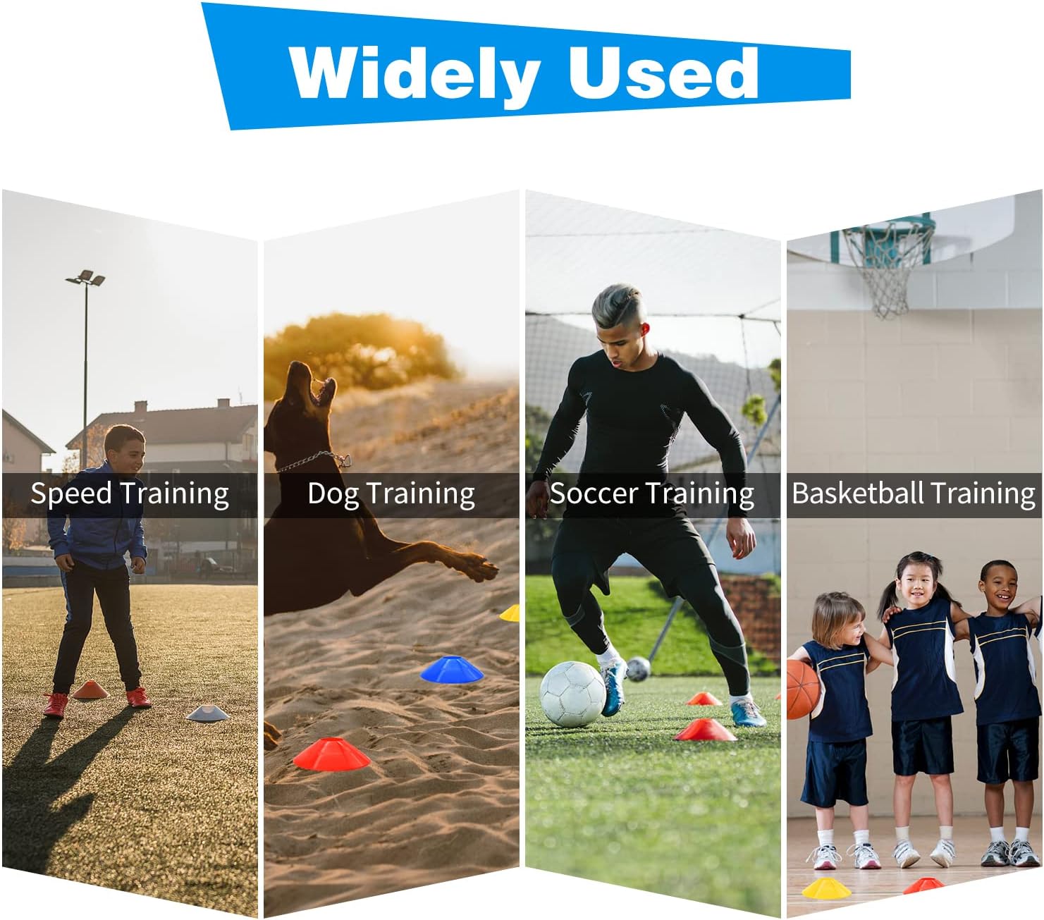 10Pcs Sports Agility Training Cones Set for Football Soccer Basketball Volleyball Rugby Speed Training Marker Disc Cones with Holder Stack for Kids Adults School Coaching Fitness Gym PE Outdoor Indoor