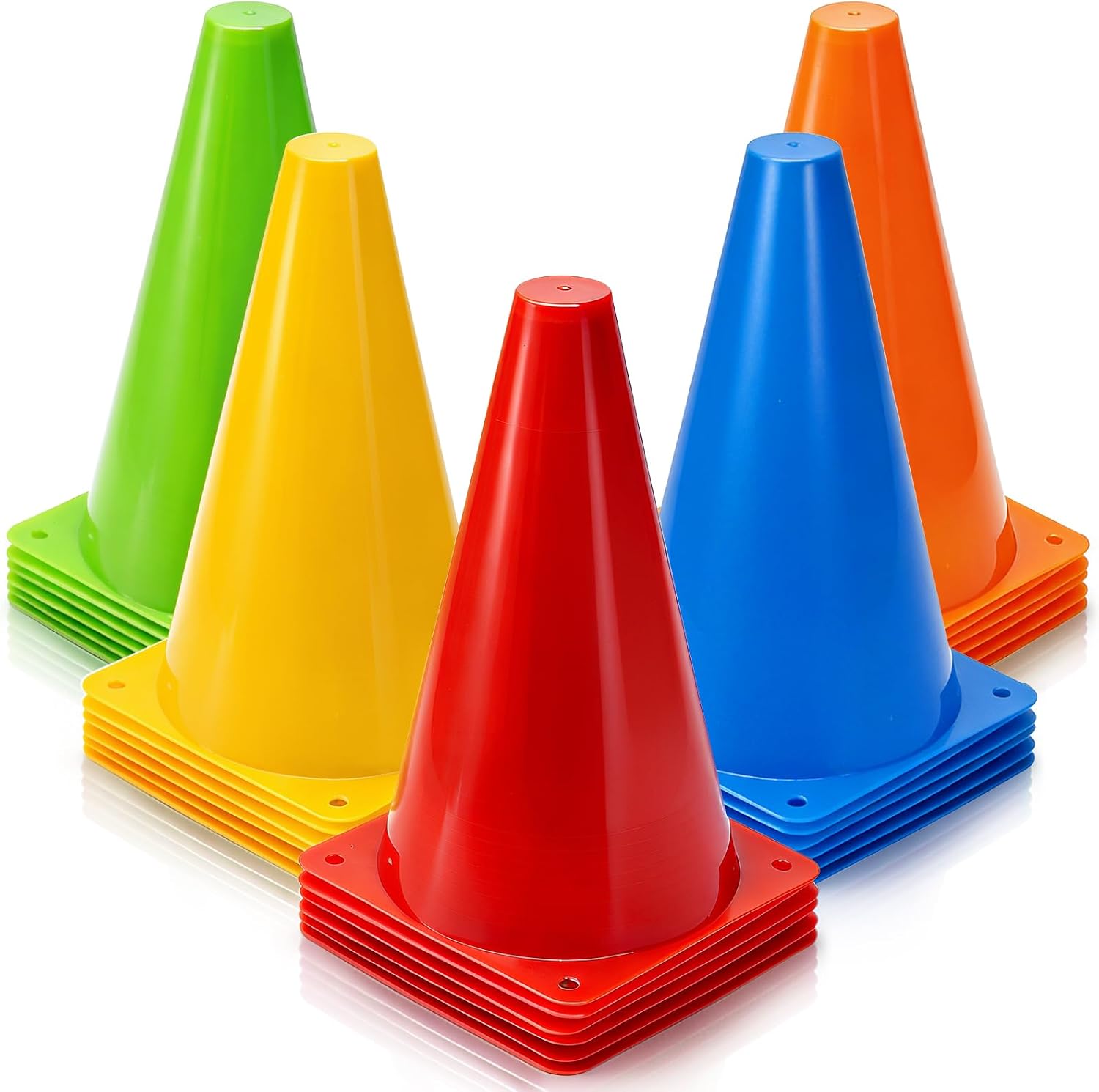 10Pcs Sports Training Cones Set Durable Agility Marker Cones Football Soccer Speed Training Disc Cones for Basketball Netball Rugby Volleyball Hockey PE Coaching Fitness Outdoor Practice