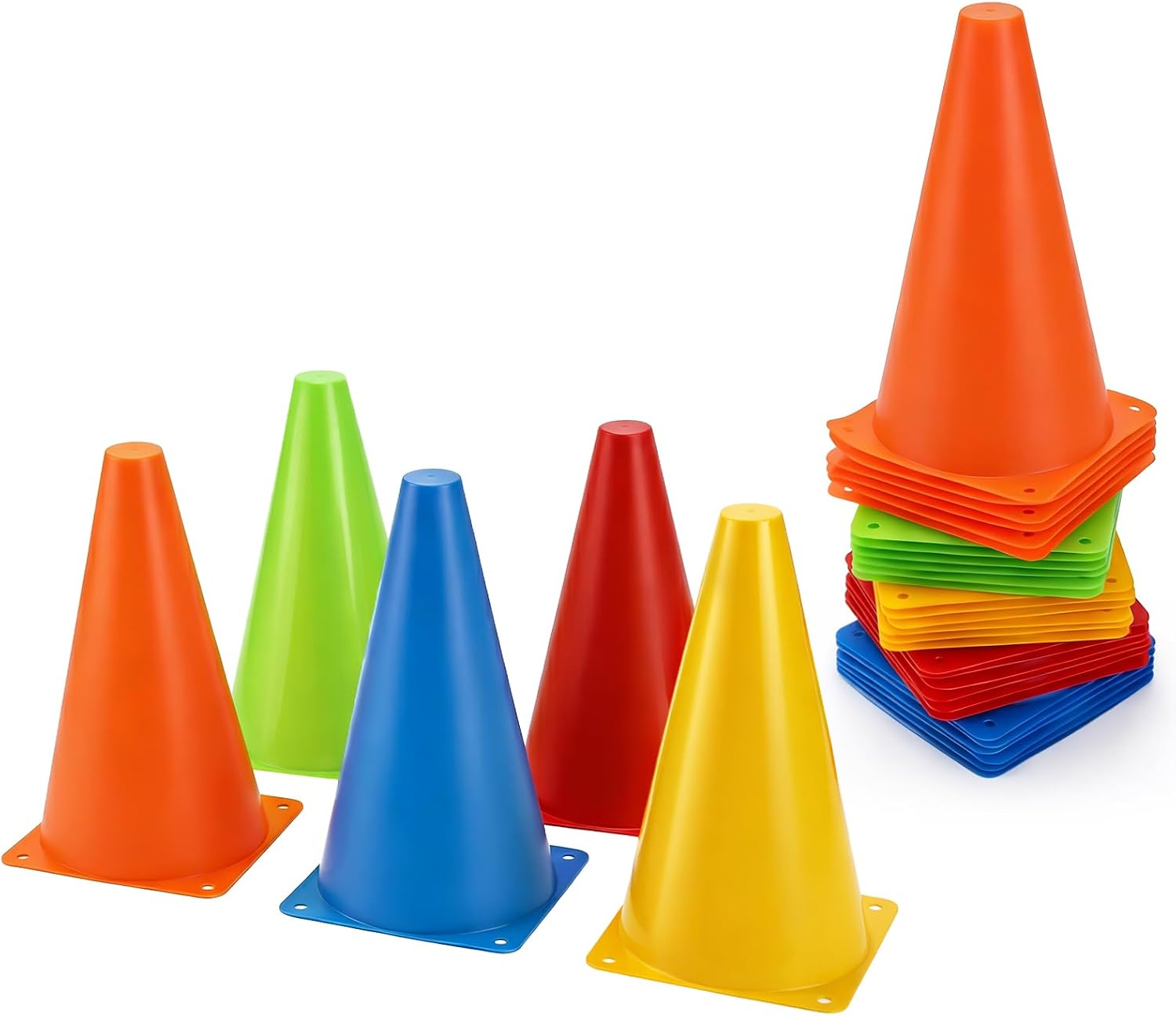 10Pcs Sports Training Cones Set Durable Agility Marker Cones Football Soccer Speed Training Disc Cones for Basketball Netball Rugby Volleyball Hockey PE Coaching Fitness Outdoor Practice