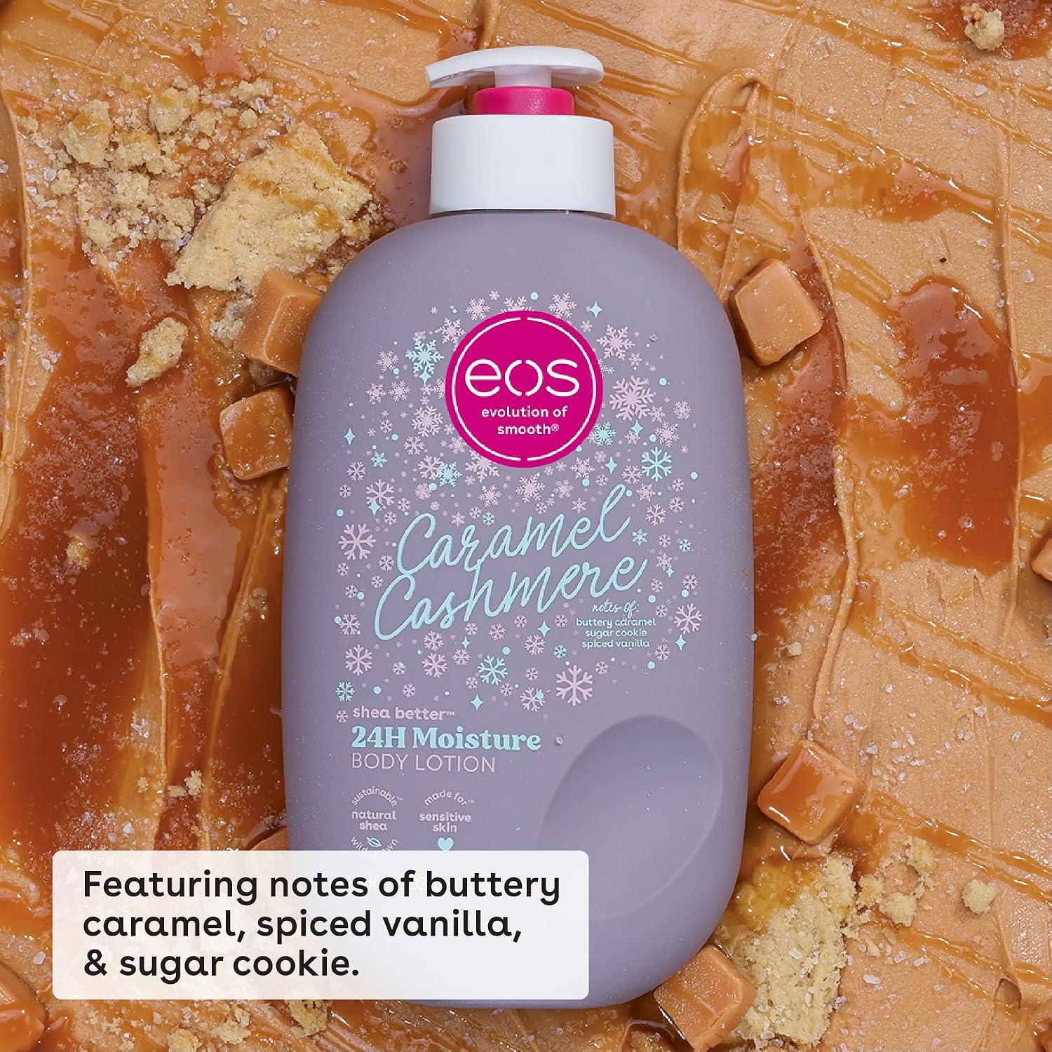 Eos Caramel Cashmere Excellent Clarifying Body Lotion 473ml – Deep Hydrating Moisturizer with Shea Butter & Coconut Oil, Fast Absorbing Non-Greasy Formula for Soft Smooth Radiant Skin Daily Care Women