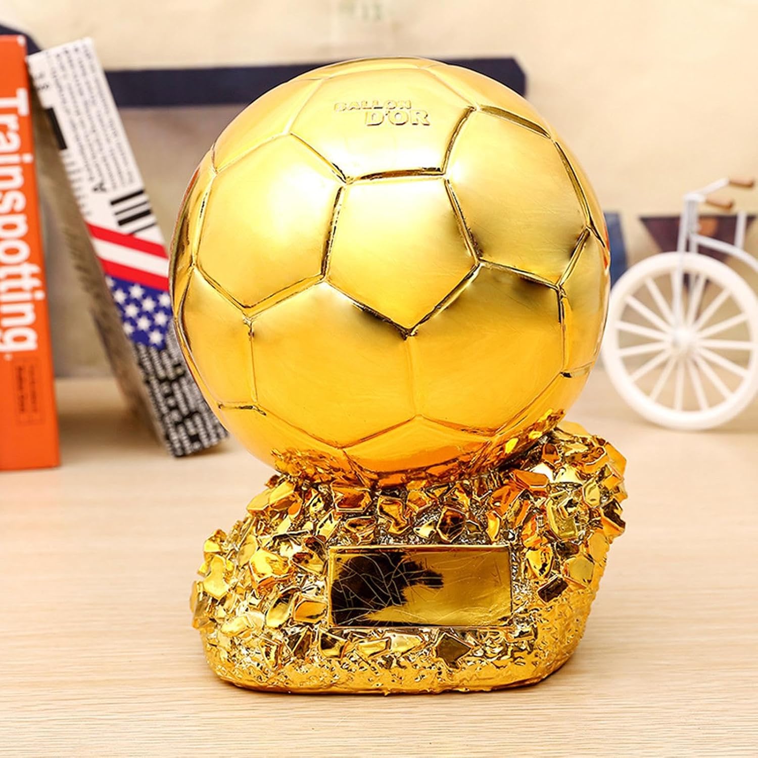 Generic Golden Football Trophy Cup Award Soccer Champion Sports Trophy Winner Prize School Competition Sports Day MVP Top Scorer Tournament Championship Award Decorative Football Trophy Gift