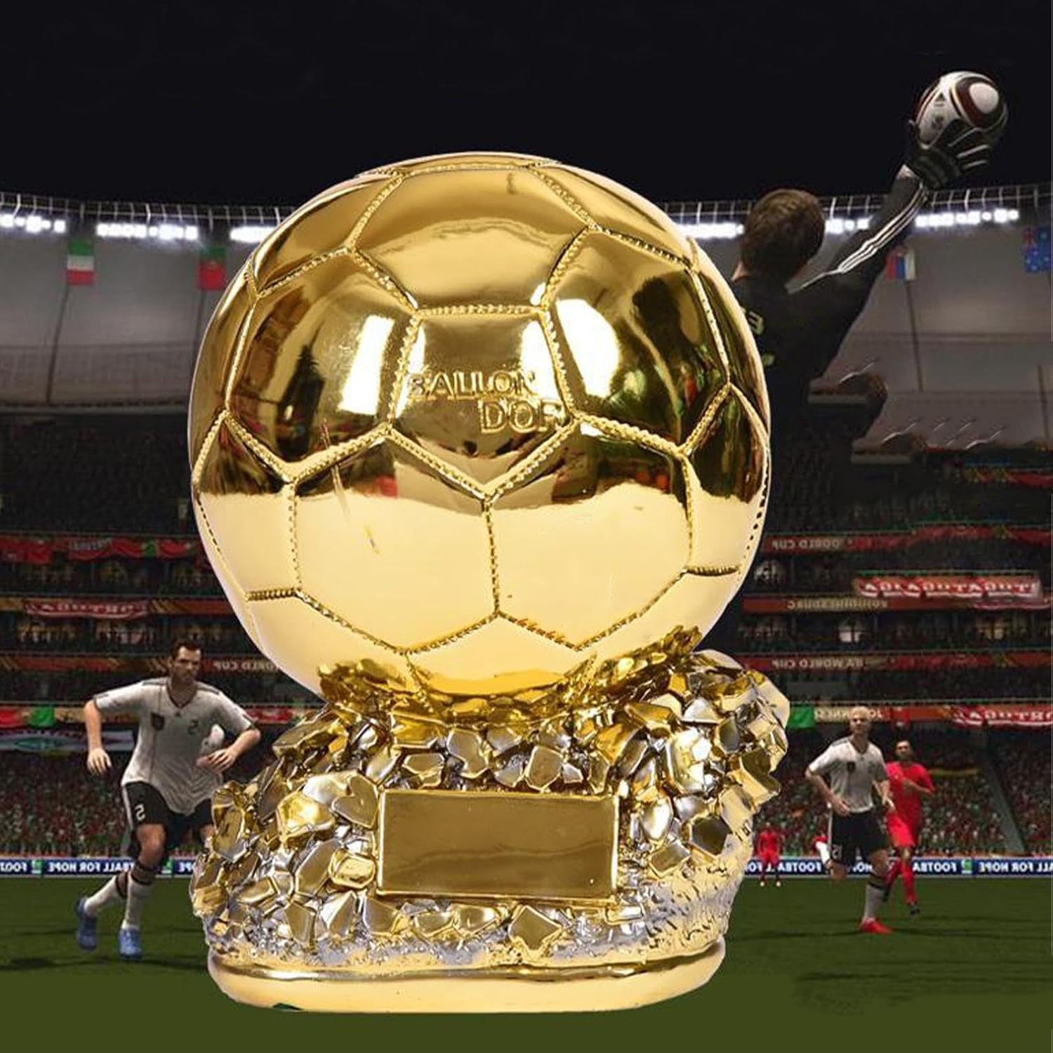 Generic Golden Football Trophy Cup Award Soccer Champion Sports Trophy Winner Prize School Competition Sports Day MVP Top Scorer Tournament Championship Award Decorative Football Trophy Gift