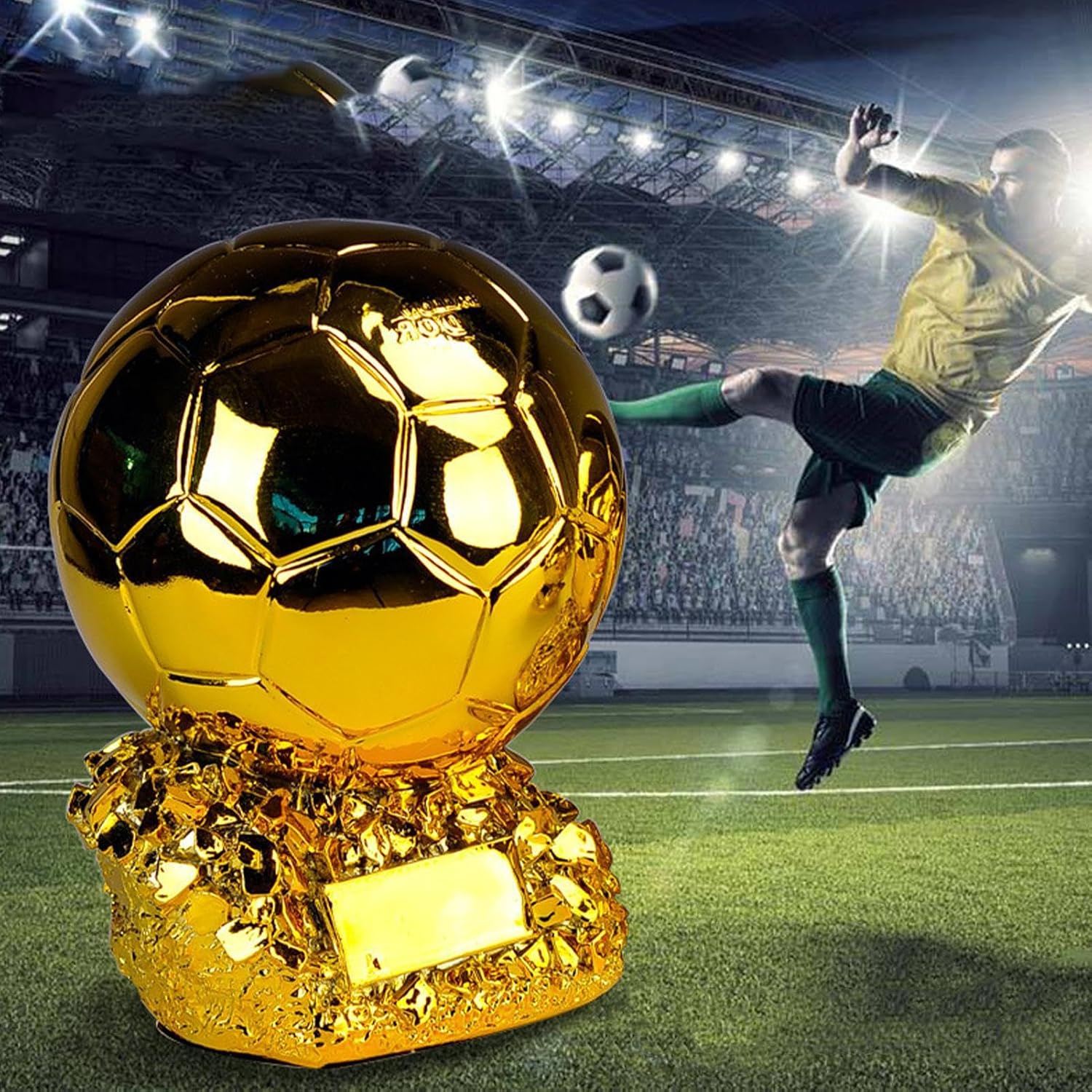 Generic Golden Football Trophy Cup Award Soccer Champion Sports Trophy Winner Prize School Competition Sports Day MVP Top Scorer Tournament Championship Award Decorative Football Trophy Gift