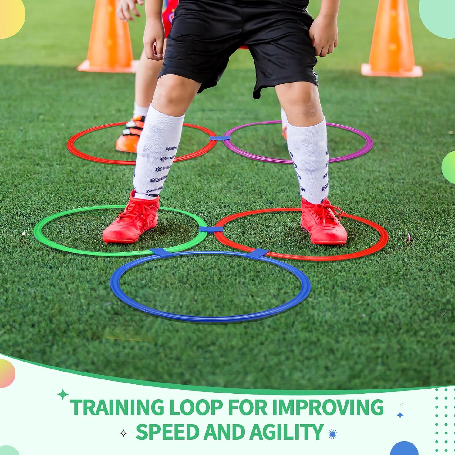 3 Pcs Agility Rings Speed Training Hoops For Football Soccer Basketball Handball Netball Footwork Quickness Balance Coordination Fitness Sports Drills School Team Practice Outdoor Indoor Exercise Kit